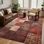 DweIke Washable Area Rugs for Living Room, 6x9 Large Bedroom Rugs, Geometric Print Non Slip Low Pile Indoor Throw Carpets for Bedroom Apartment Dining Room Home Office Hardwood Floor, Red