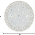RUGGABLE Washable Vintage Area Rug – Verena Soft Blue 8 ft Round, Stain-Resistant, Non-Slip – Large Machine Washable Rugs for Living Room, Bedroom, Hallway, Entryway & Office–with Cushioned Pad