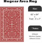 HUGEAR Christmas 5x7 Machine Washable Rugs Red Hallway Area Rug Indoor Accent Rug Floral Low Pile Carpet Soft Throw Aesthetic Rug Bedroom Living Room Office Dining Room Kitchen Laundry Room Non Slip
