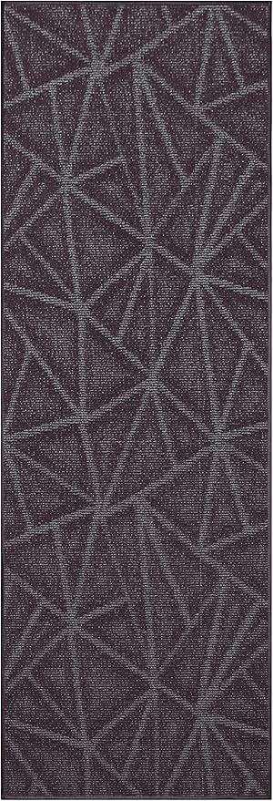 Furnish my Place Geometrical Pattern Indoor/Outdoor Refine Purple Rug, Abstract Area Rug, Runner Rug, Hallway Entry Carpet, Contemporary Rug for Living Room, Dining Room, Made in USA - 2' x 10'