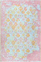 Alfa Rich 7x10 Pink Orange Teal Reversible Washable Area Rugs for Living Room Bedroom Kitchen Rug