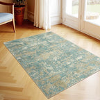 WITSHOCK Washable 2x3 Entryway Area Rug: Kitchen Rugs Runner Abstract Soft Floor Mat Non-Slip Stain Resistant Indoor Carpet for Bathroom Living Room,Teal Brown