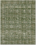 Washable 8x10 Area Rugs for Living Room, Boho Non-Slip Vintage Distress Large Rugs for Bedroom Dining Room Nursery Office, 0.3" Neutral Oriental Throw Thin Carpet, Grass Green/Multi
