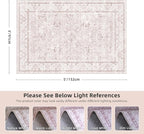 Light Pink Area Rugs 3x5 Nursery Rug for Baby Girl Neutral Floral Area Rug for Living Room, Vintage Boho Washable Rug Indoor Carpet for Bedroom Dining Room