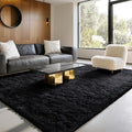 6x9 Area Rugs for Living Room Bedroom, Soft Fluffy Shaggy Bedside Rug, Indoor Floor Carpet for Kids Playroom, Dorms, Nursery Rooms, Home Decor (Black 6'x9')