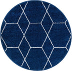 Unique Loom Trellis Frieze Collection Area Rug - Geometric (3' Round, Navy Blue/ Ivory)