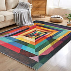 2x3 Colorful Geometry Throw Rugs for Entryway, Washable Abstract Geometric Pattern Indoor Door Mat, Bedroom Kitchen Entrance, Non Slip Soft Thin, Abstract Art Decor Small Area Rug PF-P 49