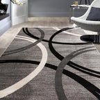 Rugshop Wavy Circles Design Area Rug, Fade-Resistant Carpet for Kitchen, Entryway, or Office, Gray, 3'3" x 5'