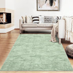 RUGSREAL Area Rug 5x7 Machine Washable Area Rug for Living Room Non-Slip Stain Resistant Modern Abstract Rug Contemporary Solid Throw Rug Foldable Accent Floor Carpet for Dining Room, Green