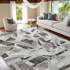 5X7 Area Rugs for Living Room Bedroom,Modern Abstract Large Carpet Washable Rugs 5X7 for Dining Room Office,Non Slip Gray Print Faux Wool Thin 5 by 7 Indoor Nursery Kids Home Pet & Child Friendly