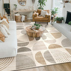 MUJOO 8x10 Area Rugs,Washable Rugs for Living Room Bedroom Dining Room,Large Boho Throw Floor Carpet Non Slip Soft Modern Abstract Bohemian Neutral Beige