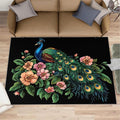 Peacock Peony Rugs for Bedroom - 4x6 Rug, Classic Peacock Peony Area Rugs for Living Room, Teal Turquoise Carpet, Floral Plant Washable Area Mat, Aesthetics Carpet - Peafowl Home Decor & Gifts