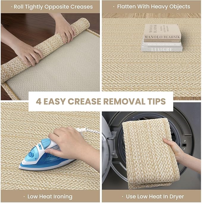 IOHOUZE Small Area Rug 2x3 Washable Woven Rugs for Entryway Non Slip Rubber Backed Front Door Rugs Indoor Doormat Throw Rug Floor Carpet for Entrance Kitchen, Warm Beige/Orange/Apricot