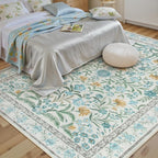 Lahome Light Blue Bedroom Rug 8x10 Under Bed, Boho Washable Rugs for Living Room Nursery, Soft Wool Vintage Low Pile Carpet for Dining Room Girls
