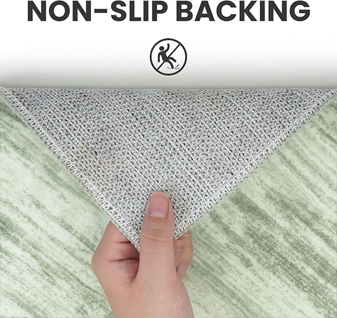 2x8 Modern Abstract Runner Rug for Hallways, Lime Green Super Soft Hallway Decor Kitchen Rugs with Non-Slip, Non-Shedding Washable Rug for Entryway Bedroom Indoor