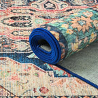Area Rugs 6x9, Low Pile Washable Rugs, Soft Vintage Distressed Rugs for Living Room Bedroom, Office, Dining Room, Water Repellent & Non Shedding, Terracotta