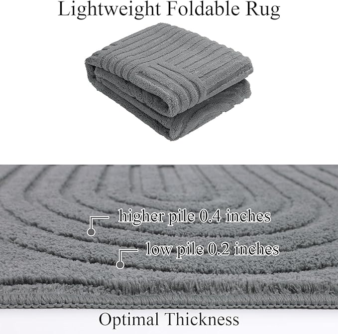 SHACOS Soft Fluffy High Low Pile Arch Pattern Area Rugs 5'3"x7'3" Non Slip Washable Modern Geometric Rug Stain Resistant Carpet for Living Room Bedroom Dining Room Nursery, Grey