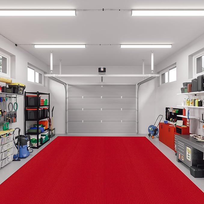 Ottomanson 6'6" x 33' Hallway Runner with Scraper Pile Extra Durable Non-Slip Rug Mat for Indoor & Outdoor Use - Ideal for Kitchen, Entryway, Patio & Garage - High-Traffic Carpet, Red