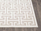 Abani Contemporary 3D Beige & White Modern Greek Key Pattern Area Rug - Geometric Meander 4' x 6' Arto Collection Neutral Rug Rugs