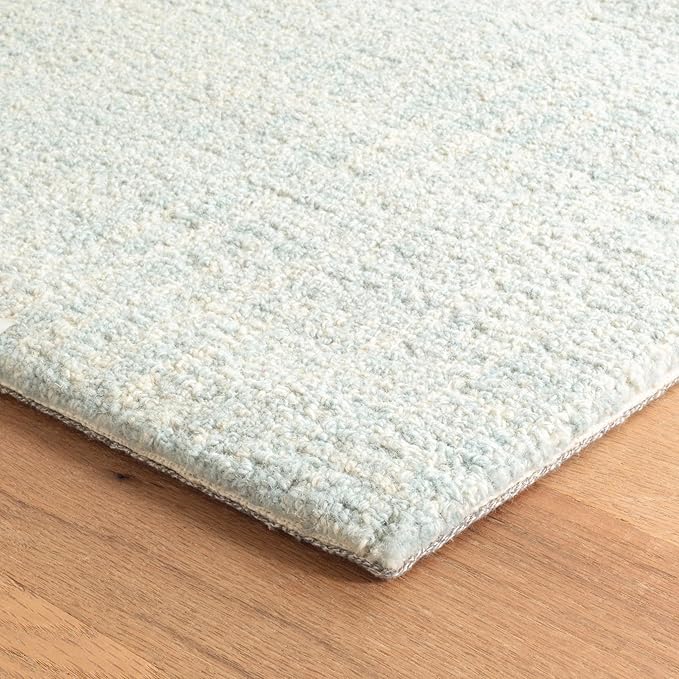 Dash and Albert Crosshatch Wool Area Rug - 5' x 8' Sky Blue Solid Hand Micro Hooked Accent Rug - Durable, High Traffic Areas Bedroom, Hallway, Stairs - Premium Luxury Hotel Quality Soft Breathable