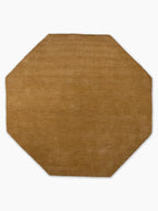 Hand Knotted Loom Wool ECO-Friendly Area Rugs - 8'x8', Octagon, Gold Color, Solid Plain Design, High Pile Thick Handmade Anti Skid Area Rugs for Living Room, Bed Room (L00111)