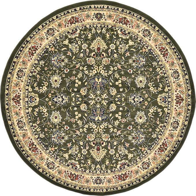 Unique Loom Sialk Hill Collection Area Rug - Washington (7' 10" Round Green/Hunter Green)