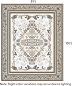 SOULFUL Medium Pile 8x10 Rugs for Living Room - Soft Foot Feel Large Area Rug - Brown Boho Floral - Washable Non-Slip - Perfect for Bedroom Kids Room Under Dining Table Office