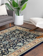 Rugs.com Yasmin Collection Rug – 5' x 8' Navy Blue Medium Rug Perfect for Bedrooms, Dining Rooms, Living Rooms