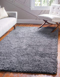 Unique Loom Davos Shag Collection Area Rug - Solid (9' x 12' Rectangle, Peppercorn)