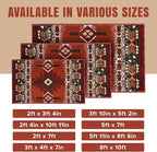 YHSF South West Native American Area Rug C318 - Easy Clean, Thick, Soft, Durable Native Tribal American Indian Inspired Rug for Bedroom/Living Room and More - Rust, 2 Feet x 7 Feet