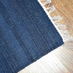 Rugsotic Carpets Hand Woven Flat Weave Kilim Wool ECO-Friendly Area Rugs - 10'x13', Rectangle Shape, Blue Color, Solid Plain Design, Low Pile Handmade Rugs for Living Room, Bed Room (D00111)
