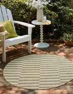 Unique Loom Outdoor Striped Collection Area Rug - Striped (7' 10" Round Green/Ivory)