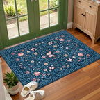 GarveeHome 2x3 Floral Area Rug Non Slip Entryway Mat Low Pile Stain Resistant Butterfly Kitchen Rugs Soft Small Throw Carpet for Dining Room Bedroom Washable Bow Rugs for Living Room Bathroom, 2x3