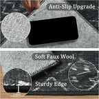 2x6 Machine Washable Runner Rug, Kitchen Hallway Area Rug, Black Vintage Moroccan Rug Ultra Non-Slip Low Pile Soft Faux Wool Carpet, Kids and Pets Friendly for Bedroom Entryway Bedside Decor Rug