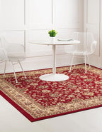 Unique Loom Sialk Hill Collection Area Rug - Washington (5' Square Burgundy/Cream)