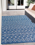 Unique Loom Outdoor Trellis Collection Area Rug - Tribal Trellis (5' 3" x 8' Rectangle, Blue/ Ivory)