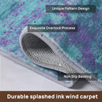 Abstract 4x6 Area Rug, Modern Indoor Entryway Rugs, Washable Soft Non-Slip Accent Carpet Door Mat for Dining Room Kitchen Bedroom - Teal+Purple