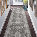 GENIMO Runner Rug 2x10 Non Slip Machine Washable Hallway Runner Rug, Low Pile Lightweight Rugs for Entryway, Hallway, Kitchen and Corridor, Vintage Grey