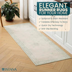 Istana Hallway Runner Rug 2x6 - Green Kitchen Rugs Non Slip Washable -Silk's Soft Touch Carpet Runner - Stylish Rug for Home