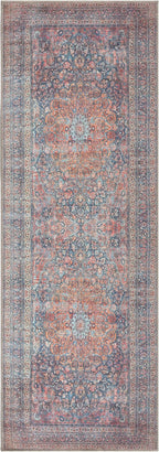 Bloom Rugs Washable Non-Slip 12 ft Runner - Multicolor Traditional Medallion Runner for Entryway, Hallway, Bathroom, and Kitchen - Exact Size: 2.5' x 12'