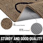 Smiry Dog Door Mat for Muddy Paws, Absorbent Dirt Trapper Non Slip Quick Dry Washable Chenille Mat for Mud Dogs, Entry Rug for Indoor and Outdoor (24x16 Inches, Camel and Black)