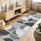 MUJOO Runner Rug Washable,2x8 Area Rugs for Hallways Kitchen Bedroom Entryway Bathroom,Non Slip Carpet Long Mat Indoor,Boho Soft Modern Abstract Black and Grey