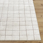 Livabliss x Our PNW Home Cascade Minimalist Grid Area Rug, 2'7" x 12', Grid Ivory/Taupe