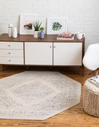 Unique Loom Isabella Collection Area Rug - Rossellini (7' 10" Octagon, White/ Black)