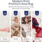 Abani Cozy Cream Area Rug for Living Room, Bedroom - Geometric Diamond Pattern - 6' x 9' - Durable & Easy to Clean