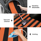 KOZYFLY Striped Rug 27.5x43 Inches Orange and Black Halloween Fall Front Door Rug Hand Woven Area Rugs Washable Outdoor Doormats Indoor Entrance Mat for Front Porch Kitchen Entryway Patio Holiday