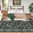Rugcomf Vintage Paisley Rugs for Living Room 5'x7' - Machine Washable Area Rug, Non-Slip Low Pile Floral Carpet for Bedroom, Dining Room, Farmhouse, Office, Kids Playroom - Green