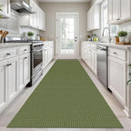 KOZYFLY Long Runners for Hallways 3x12 ft Washable Kitchen Runner Non Slip Rubber Backed Hallway Rugs Cotton Entryway Runner Rug Floor Carpet for Indoor Hall, Kitchen, Bright Green/Earthy Green