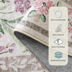 Lahome Purple 8x10 Area Rugs for Living Room, Washable Kids Rugs for Bedroom Girls, Vintage Baby Rugs for Nursery, Soft Thin Carpet for Dining Room Playroom, Pale Lilac/Pink