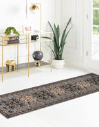 Unique Loom Taftan Collection Border Geometric Tribal Inspired Design Area Rug (2' 7 x 10' 0 Runner, Gray/ Black)